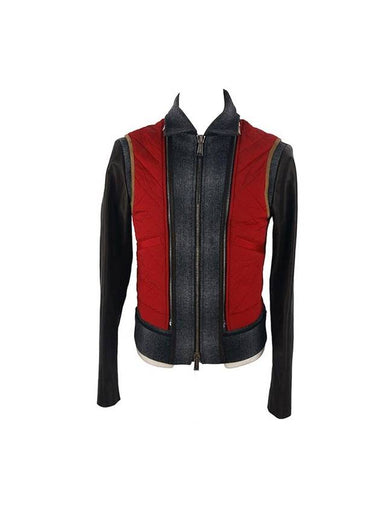 Leather Sleeve Woolen Quilted Vest - DSQUARED2 - BALAAN 1