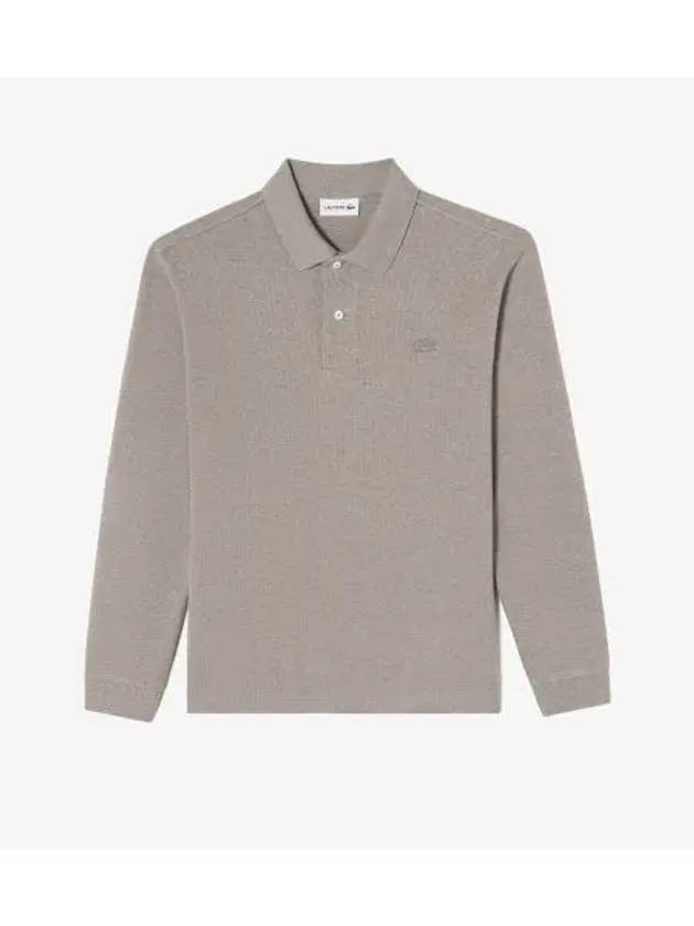 Men's Sweaterlike Long Sleeve Polo Shirt Light Brown - LACOSTE - BALAAN 2