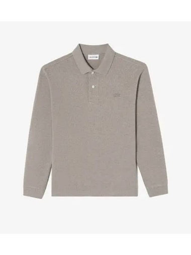 Men s Sweaterlike Long Sleeve Polo Light Brown - LACOSTE - BALAAN 1