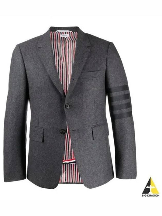 Men's Diagonal Armband Cashmere Flannel Classic Jacket Medium Grey - THOM BROWNE - BALAAN