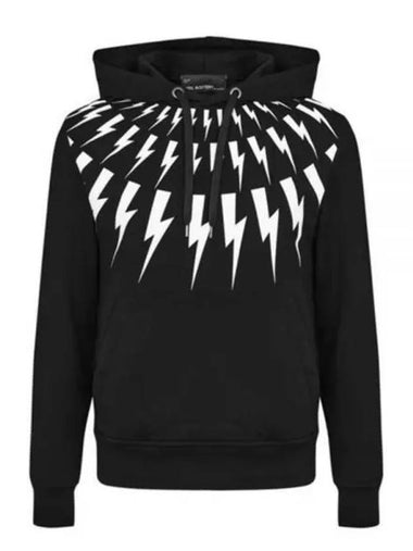 Fairisle Thunderbolt Hoodie Black - NEIL BARRETT - BALAAN 1