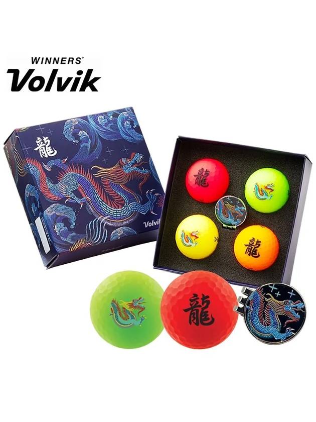 Golf Ball Marker Vivid Blue Dragon Edition 3 Piece 4 Balls - VOLVIK - BALAAN 1