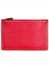 Rockstud Zipper Clutch Bag Red - VALENTINO - BALAAN 2