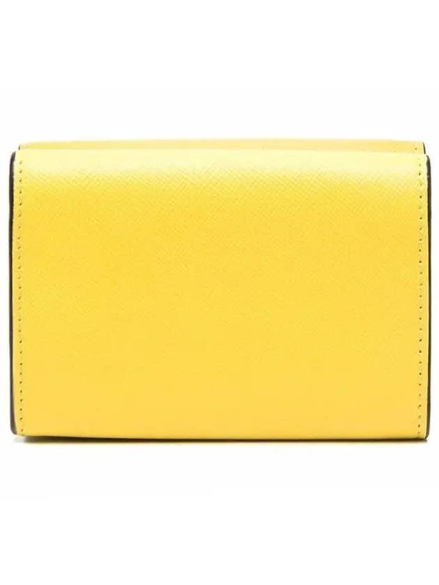 Saffiano Color Block Tri-Fold Half Wallet Yellow - MARNI - BALAAN 4