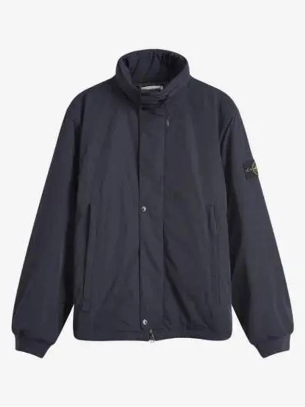 Logo Micro Twill  Zip Up Jacket Navy - STONE ISLAND - BALAAN 3