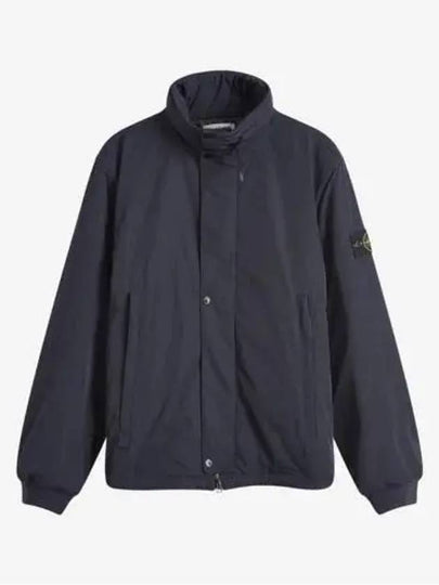 Logo Micro Twill  Zip Up Jacket Navy - STONE ISLAND - BALAAN 2