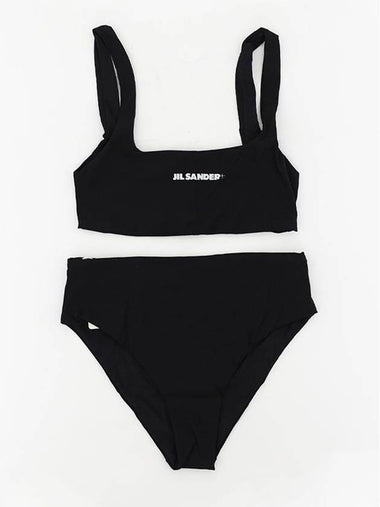 Logo Print Square Neck Bikini Black - JIL SANDER - BALAAN 1