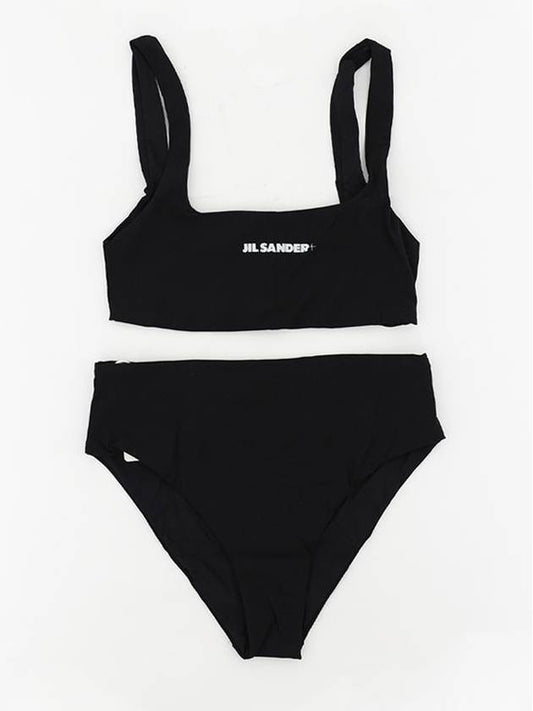 Logo Print Square Neck Bikini Black - JIL SANDER - BALAAN 2