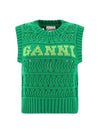 Logo Intarsia Knit Vest Green - GANNI - BALAAN 2