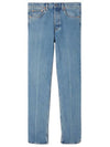 Cotton Back Logo Patch Straight Jeans Blue - GUCCI - BALAAN 2