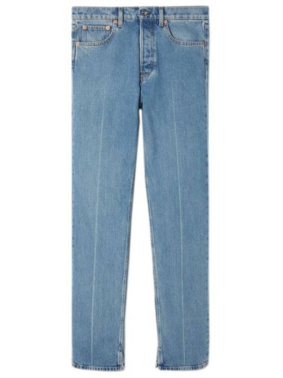 Cotton Back Logo Patch Straight Jeans Blue - GUCCI - BALAAN 2