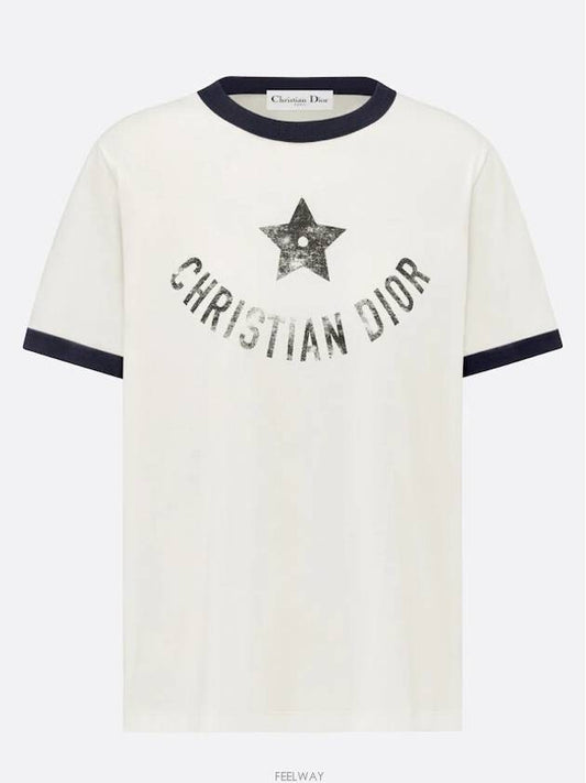 Dioliviera Cotton Short Sleeve T-Shirt Navy Ecru - DIOR - BALAAN 2