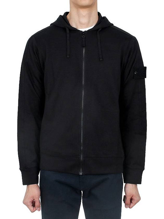 Regular Fit Cotton Zip-up Hoodie Black - STONE ISLAND - BALAAN 2