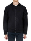 Regular Fit Cotton Zip-up Hoodie Black - STONE ISLAND - BALAAN 3