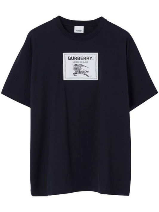 Men's Prorsum Label Cotton Short Sleeve T-Shirt Smoke Navy - BURBERRY - BALAAN 1