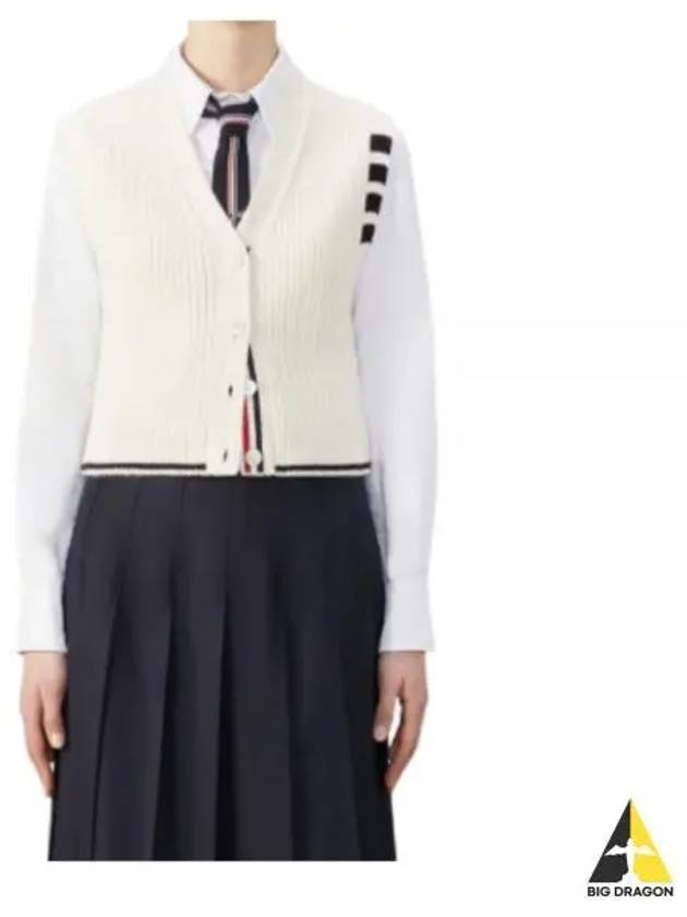 Cropped cable knit vest FKV195AY1024 - THOM BROWNE - BALAAN 2