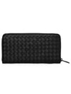 Intrecciato Zipper Long Wallet Black - BOTTEGA VENETA - BALAAN 3