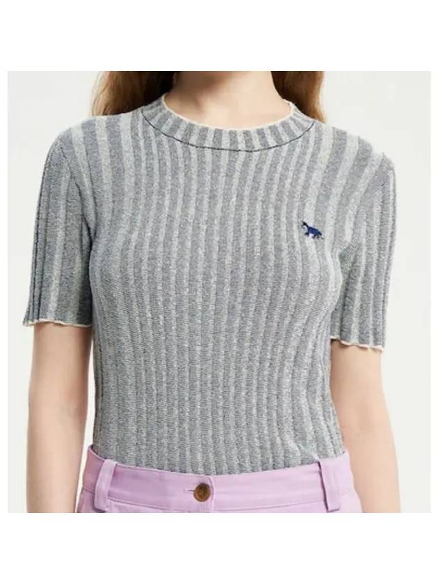 Baby Fox Patch Cropped Rib Knit Top Grey - MAISON KITSUNE - BALAAN 2