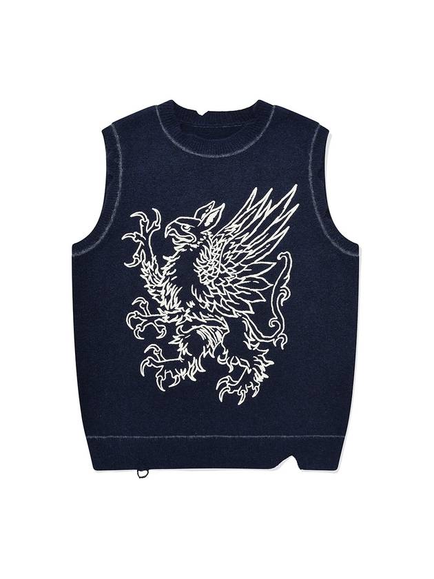 Embossed Griffin Vest Unisex Graphic Knit Vest Blue - PHOS333 - BALAAN 2