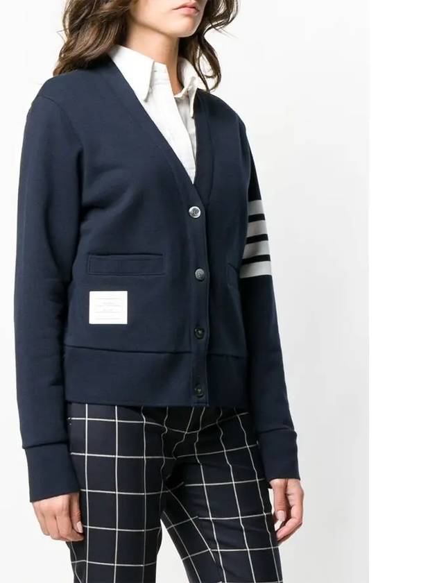 4-Bar Loopback Jersey Cardigan Navy - THOM BROWNE - BALAAN 4