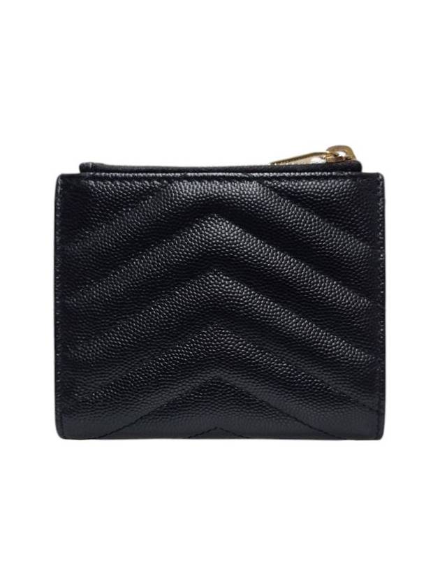 575879 Matelasse gold logo black leather card holder bi fold wallet - SAINT LAURENT - BALAAN 3