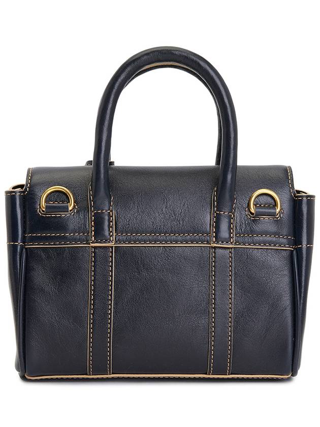 Contrast Raw Edge Mini Bayswater Tote Bag Dark Navy - MULBERRY - BALAAN 4