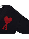 Heart Logo V Neck Wool Cardigan Black - AMI - BALAAN 5