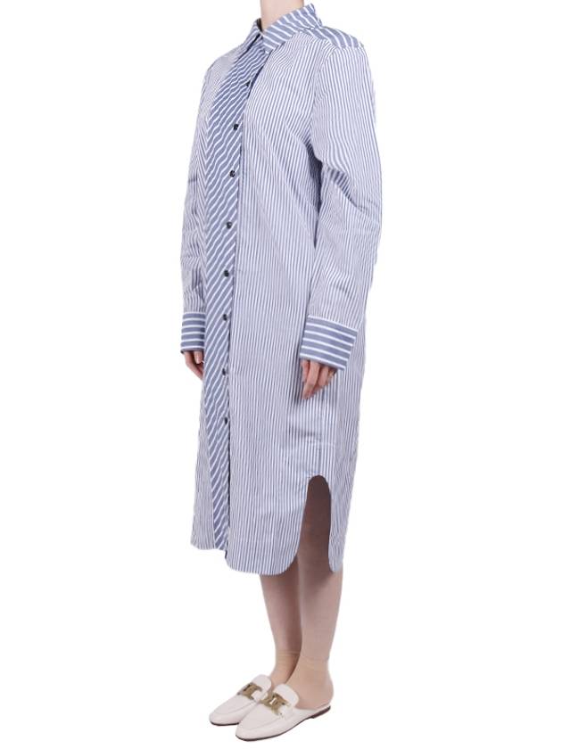 Women's Shirt Cotton Midi Dress Grey Blue - GANNI - BALAAN.