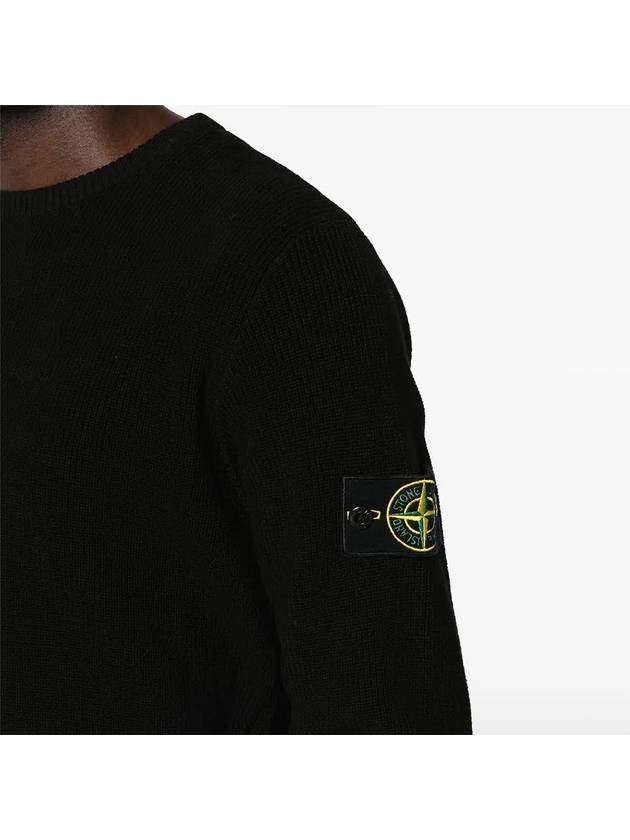 Wappen Patch Crew Neck Knit Top Black - STONE ISLAND - BALAAN 3