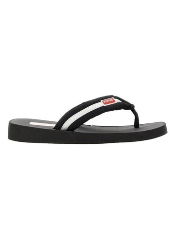 Men's Setta Logo Patch Nylon Flip Flops Black - KENZO - BALAAN 1