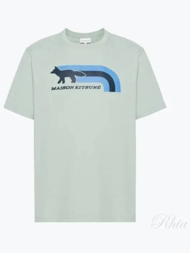 Men's Flash Fox Comfort Short Sleeve T-Shirt Blue - MAISON KITSUNE - BALAAN 2