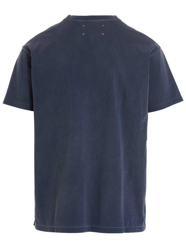 Logo Print Cotton Short Sleeve T-Shirt Blue - MAISON MARGIELA - BALAAN 3