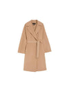 Robo Wrap Satin Wool Singe Coat Camel - MAX MARA - BALAAN 1