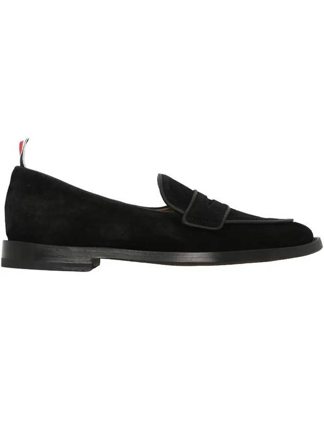 Women's Varsity Suede Penny Loafers Black - THOM BROWNE - BALAAN 1