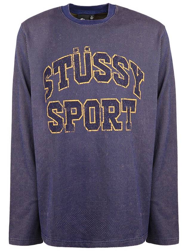 Logo Crew Neck Long Sleeve T-Shirt Navy - STUSSY - BALAAN 2