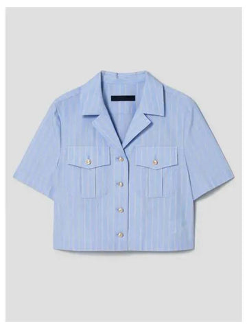 Two pocket detail half sleeve striped shirt sky blue domestic product GM0024020559471 - JUUN.J - BALAAN 1