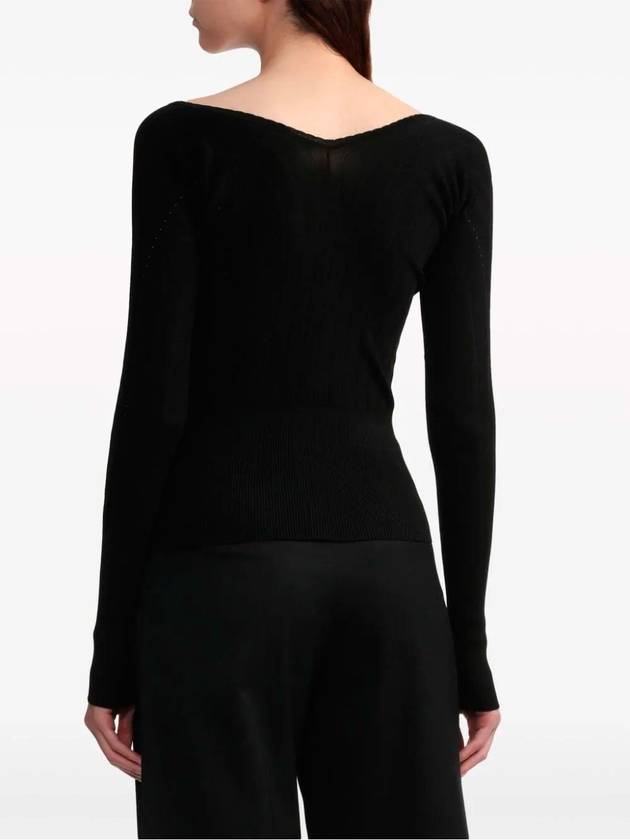 Le haut Pralu Logo Detail Cut-Out Viscose Knit Top Black - JACQUEMUS - BALAAN 5