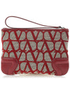 Toile Iconographe Fabric Clutch Bag Red - VALENTINO - BALAAN 4