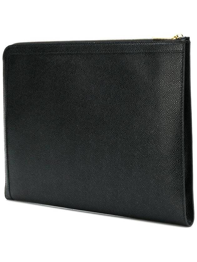 Three Stripes Tab Pebble Document Folio Clutch Bag Black - THOM BROWNE - BALAAN 4