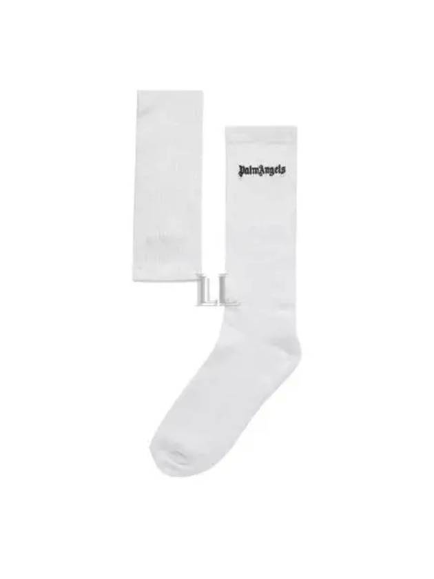 Vertical Logo Cotton Socks White - PALM ANGELS - BALAAN 2