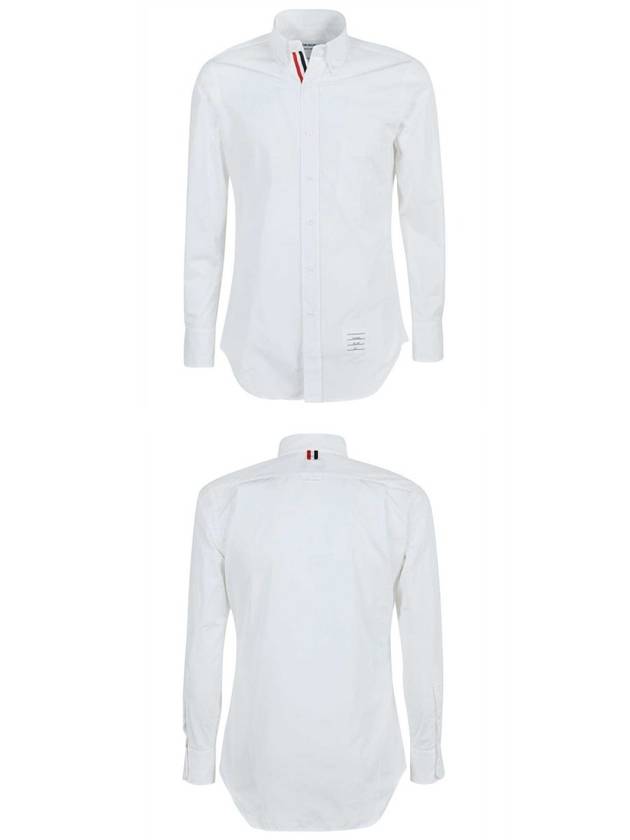 Men's Grosgrain Placket Solid Poplin Long Sleeve Shirt White - THOM BROWNE - BALAAN 5