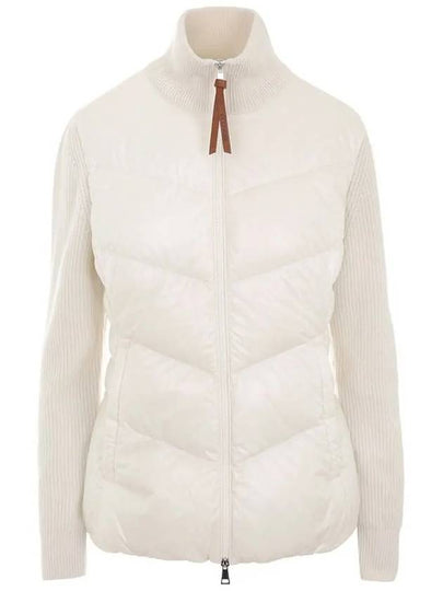 Women's Padded Wool Zip-Up Cardigan Ivory - MONCLER - BALAAN 2