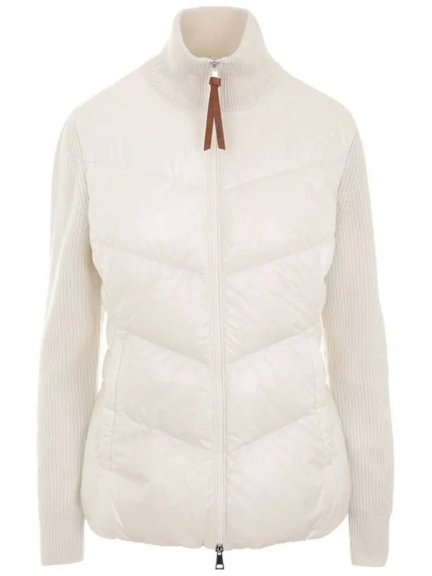 Women's Padded Wool Zip-Up Cardigan Ivory - MONCLER - BALAAN 3