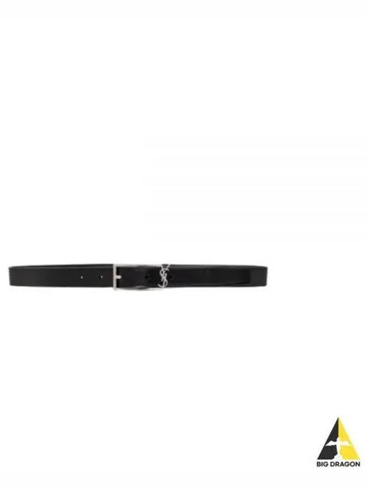 New Cassandre Buckle Leather Belt Black - SAINT LAURENT - BALAAN 2