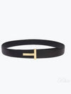 T Logo Reversible Leather Belt Black Brown - TOM FORD - BALAAN 2