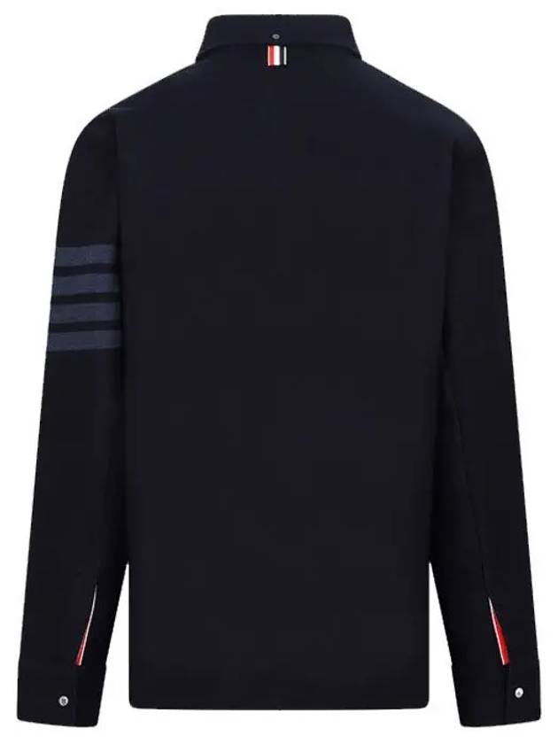 Men's 4 Bar Tech Twill Button Down Long Sleeve Shirt Navy - THOM BROWNE - BALAAN 3