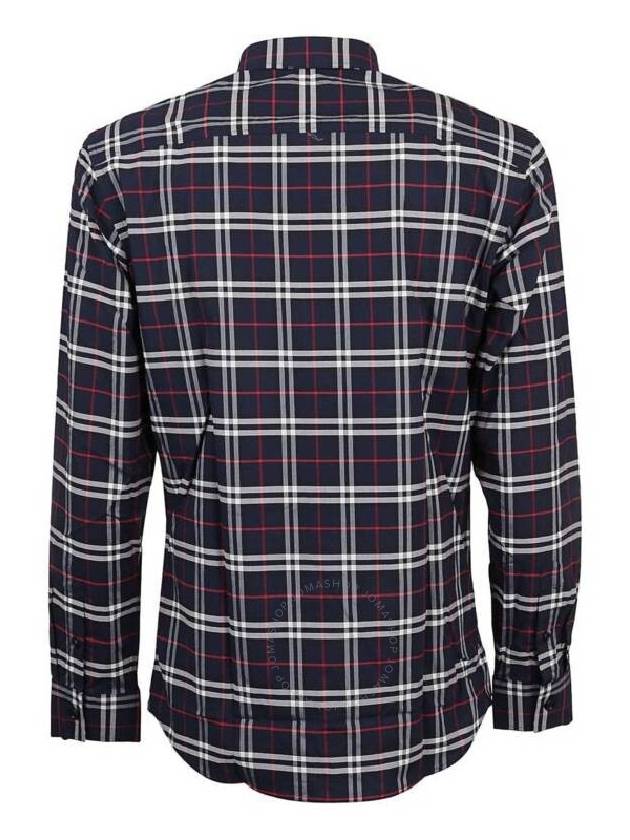 Small Scale Check Stretch Cotton Long Sleeve Shirt Navy - BURBERRY - BALAAN 3