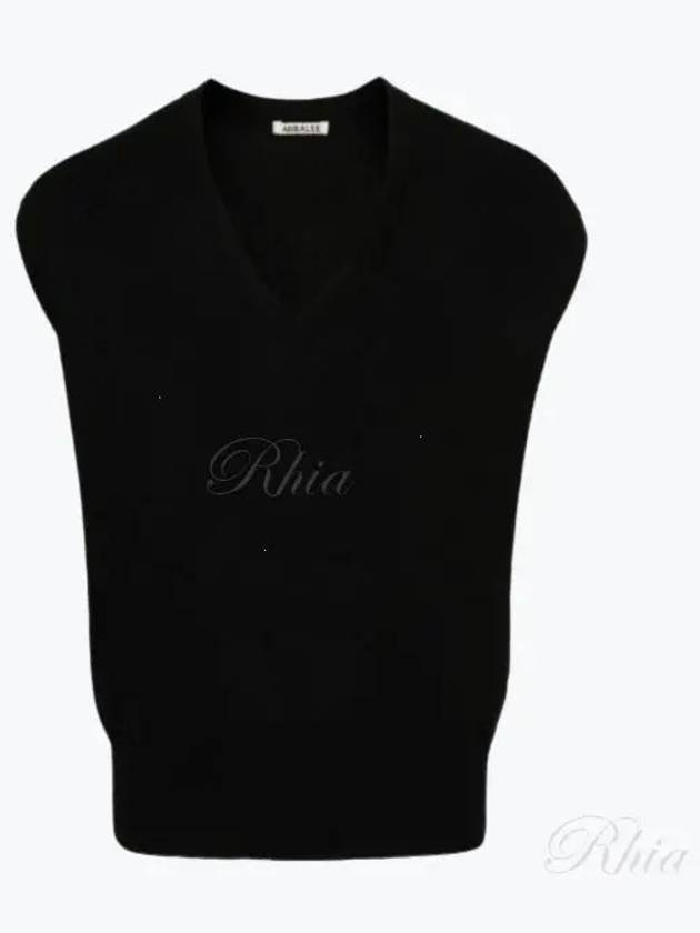 Super Fine Cashmere Silk Knit Vest Top Black A24SV03SC - AURALEE - BALAAN 1