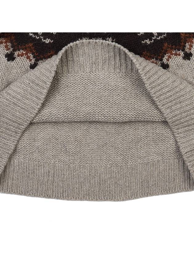 Fair Isle Motif Wool Knit Top Grey - CELINE - BALAAN 8