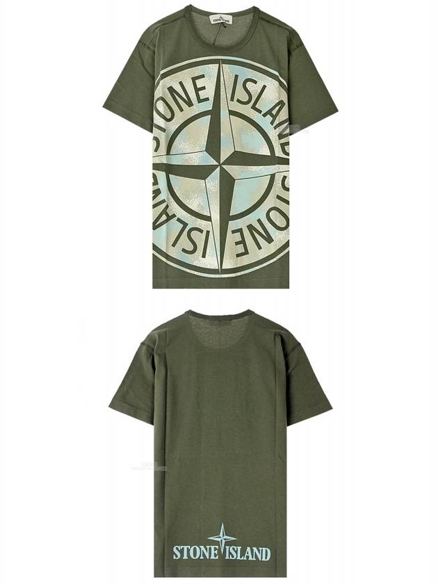 Men's Big Logo Camouflage Short Sleeve T-Shirt Green - STONE ISLAND - BALAAN 5